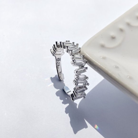 Half Eternity Baguette Band in Sterling Silver - Picture 2 of 6